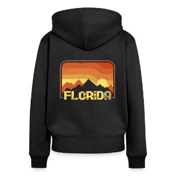 florida - Frauen Premium Bio Zip Hoodie - Schwarz - Hinten - Julia (174cm)