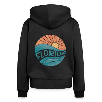 florida - Frauen Premium Bio Zip Hoodie - Schwarz - Hinten - Julia (174cm)