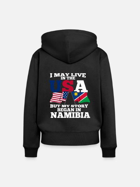 Namibia - Frauen Premium Bio Zip Hoodie - Schwarz