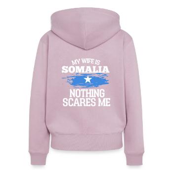 Somalia - Frauen Premium Bio Zip Hoodie - Altrosa - Hinten - Julia (174cm)