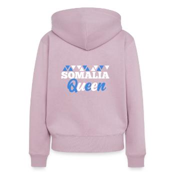 Somalie - Sweat à capuche zippé Premium bio Femme - rose poudré - Dos - Julia (174cm)
