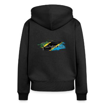 Tanzanie - Sweat à capuche zippé Premium bio Femme - noir - Dos - Julia (174cm)