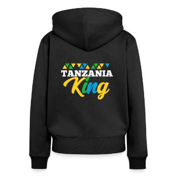 Tanzanie - Sweat à capuche zippé Premium bio Femme - noir - Dos - Julia (174cm)