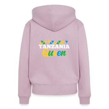 Tanzanie - Sweat à capuche zippé Premium bio Femme - rose poudré - Dos - Julia (174cm)