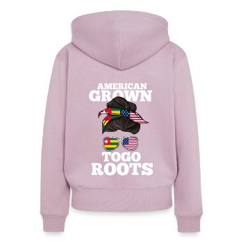 Togo - Sweat à capuche zippé Premium bio Femme - rose poudré - Dos - Julia (174cm)