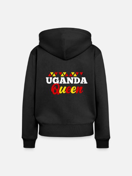 Uganda - Frauen Premium Bio Zip Hoodie - Schwarz
