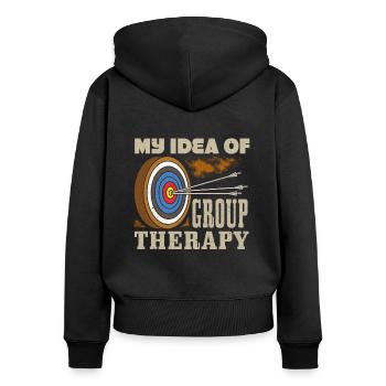 Bogenschießen - Frauen Premium Bio Zip Hoodie - Schwarz - Hinten - Julia (174cm)