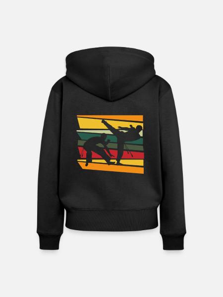 Capoeira Retro - Frauen Premium Bio Zip Hoodie - Schwarz
