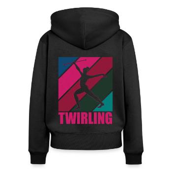 Bâton Twirling Bâton Twirler cadeau - Sweat à capuche zippé Premium bio Femme - noir - Dos - Julia (174cm)