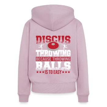Discus Throw Discus Thrower cadeau - Sweat à capuche zippé Premium bio Femme - rose poudré - Dos - Julia (174cm)
