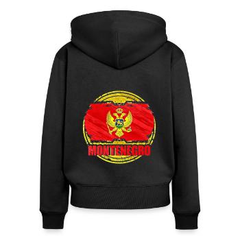 Monténégro - Sweat à capuche zippé Premium bio Femme - noir - Dos - Julia (174cm)