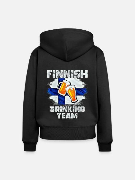 Finland Trink Team - Frauen Premium Bio Zip Hoodie - Schwarz