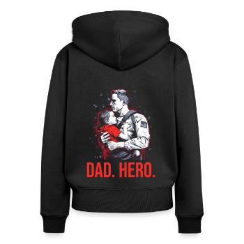 Veteran Day Dad Opa Veteranen - Frauen Premium Bio Zip Hoodie - Schwarz - Hinten - Julia (174cm)