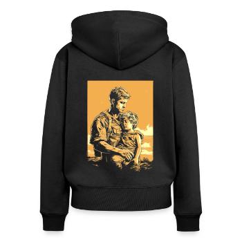 Veteran Day Dad Opa Veteranen - Frauen Premium Bio Zip Hoodie - Schwarz - Hinten - Julia (174cm)