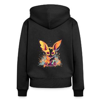 Mignon Anime Style Fox Kawaii - Sweat à capuche zippé Premium bio Femme - noir - Dos - Julia (174cm)