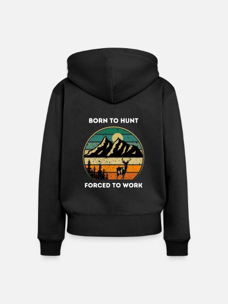 Hirschjäger Einzigartige Jagd - Frauen Premium Bio Zip Hoodie - Schwarz