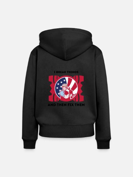 Mechaniker lustige Sprüche - Frauen Premium Bio Zip Hoodie - Schwarz
