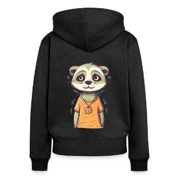 Mignon style anime Meerkat Kawaii - Sweat à capuche zippé Premium bio Femme - noir - Dos - Julia (174cm)