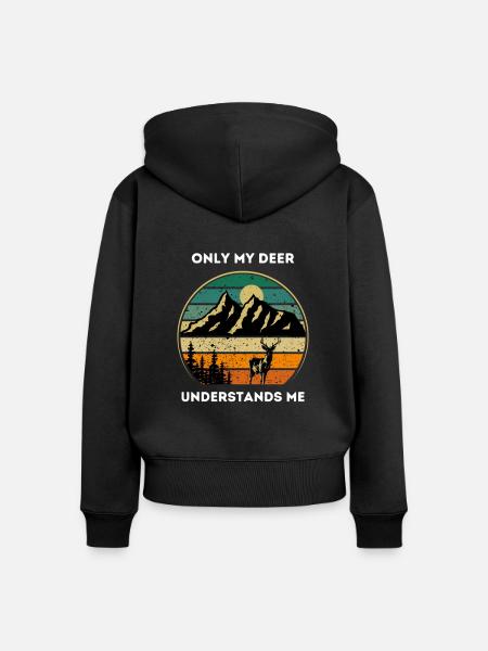 Hirschjäger Einzigartige Jagd - Frauen Premium Bio Zip Hoodie - Schwarz