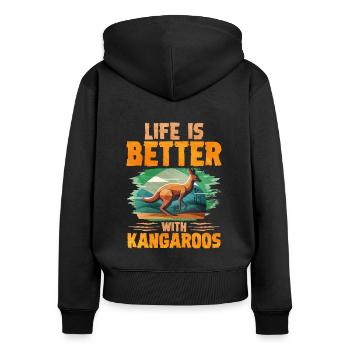kangourou - Sweat à capuche zippé Premium bio Femme - noir - Dos - Julia (174cm)