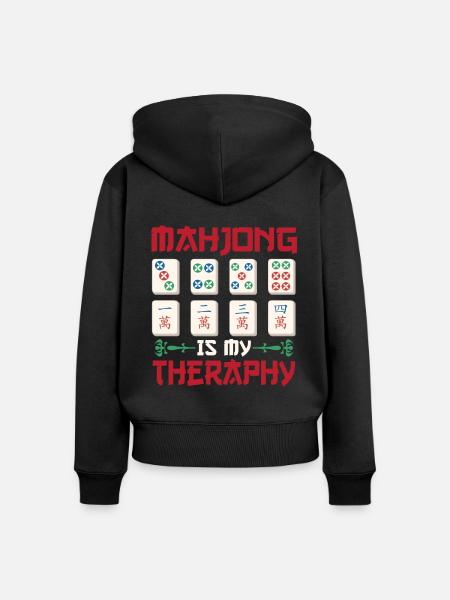 Geschenk für Mahjong Fans - Frauen Premium Bio Zip Hoodie - Schwarz