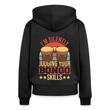 Bongo Musik Geschenk - Frauen Premium Bio Zip Hoodie - Schwarz - Hinten - Julia (174cm)