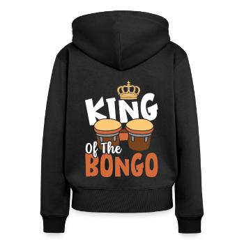 Bongo Musik Geschenk - Frauen Premium Bio Zip Hoodie - Schwarz - Hinten - Julia (174cm)