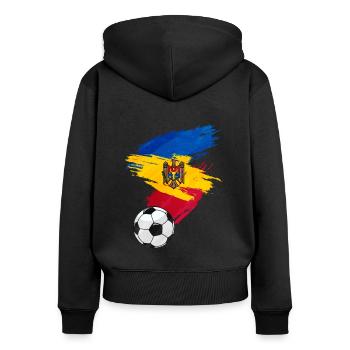 Moldawien Fußball Fußball Flagge - Frauen Premium Bio Zip Hoodie - Schwarz - Hinten - Julia (174cm)