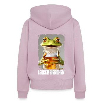 Yummy Beer Frog - Women's Premium Organic Zip Hoodie - dusky pink - Back - Julia (174cm)