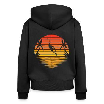 Kitesurfing - Frauen Premium Bio Zip Hoodie - Schwarz - Hinten - Julia (174cm)