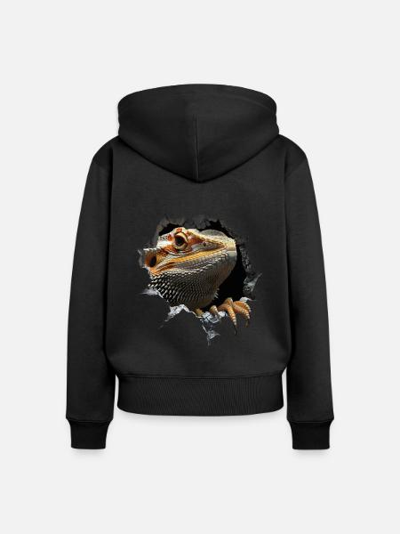 Bearded Dragon - Frauen Premium Bio Zip Hoodie - Schwarz