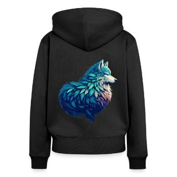 Wolf Stehend Majestätisch In Einem - Frauen Premium Bio Zip Hoodie - Schwarz - Hinten - Julia (174cm)