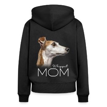 Whippet Mama - Frauen Premium Bio Zip Hoodie - Schwarz - Hinten - Julia (174cm)