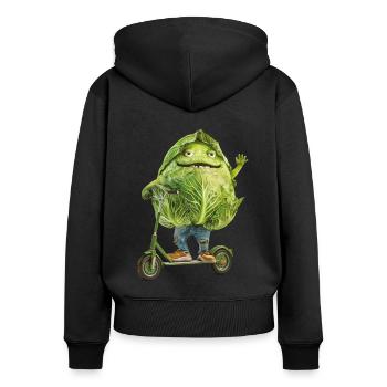 Kohl Scooter - Frauen Premium Bio Zip Hoodie - Schwarz - Hinten - Julia (174cm)