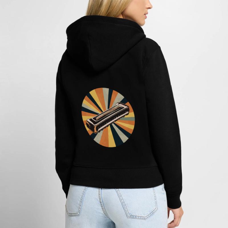 Harmonica Playing Gift Women's Premium Organic Zip Hoodie