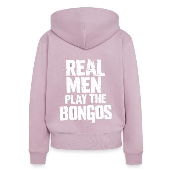 Bongo Musik Geschenk - Frauen Premium Bio Zip Hoodie - Altrosa - Hinten - Julia (174cm)