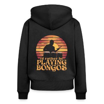 Bongo Musik Geschenk - Frauen Premium Bio Zip Hoodie - Schwarz - Hinten - Julia (174cm)