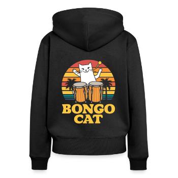 Bongo Musik Geschenk - Frauen Premium Bio Zip Hoodie - Schwarz - Hinten - Julia (174cm)