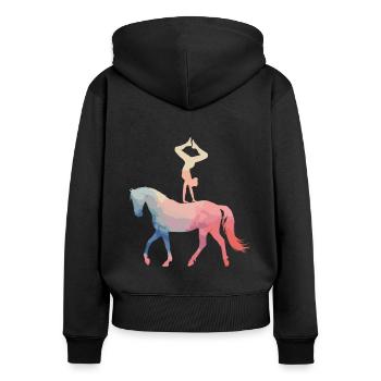 Liebt Pferd Voltigieren Geschenk - Frauen Premium Bio Zip Hoodie - Schwarz - Hinten - Julia (174cm)