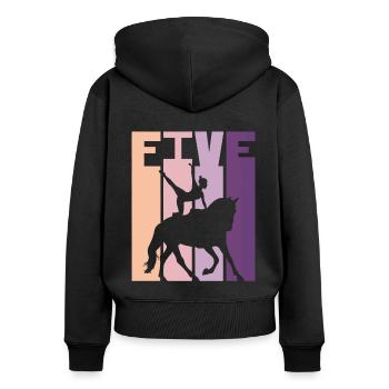 Liebt Pferd Voltigieren Geschenk - Frauen Premium Bio Zip Hoodie - Schwarz - Hinten - Julia (174cm)