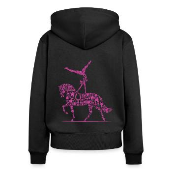 Liebt Pferd Voltigieren Geschenk - Frauen Premium Bio Zip Hoodie - Schwarz - Hinten - Julia (174cm)
