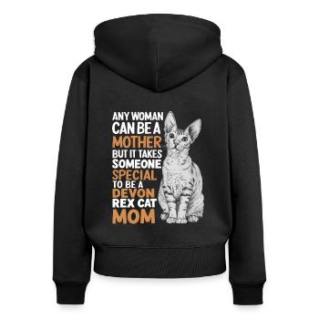 Katze Devon Rex Geschenk - Frauen Premium Bio Zip Hoodie - Schwarz - Hinten - Julia (174cm)