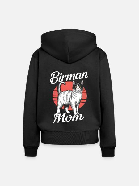 Katze Birma Geschenk - Frauen Premium Bio Zip Hoodie - Schwarz