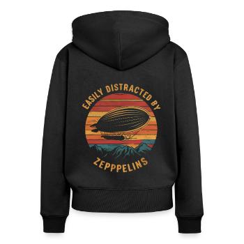 Luftschiff Zeppelin Geschenk - Frauen Premium Bio Zip Hoodie - Schwarz - Hinten - Julia (174cm)