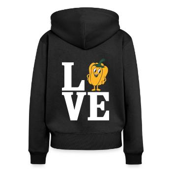 Paprika Geschenk - Frauen Premium Bio Zip Hoodie - Schwarz - Hinten - Julia (174cm)