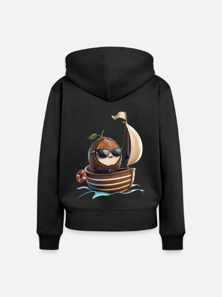 Obst Kokosnuss Bootfahren Geschenk - Frauen Premium Bio Zip Hoodie - Schwarz