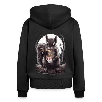 Eichhörnchen - Frauen Premium Bio Zip Hoodie - Schwarz - Hinten - Julia (174cm)