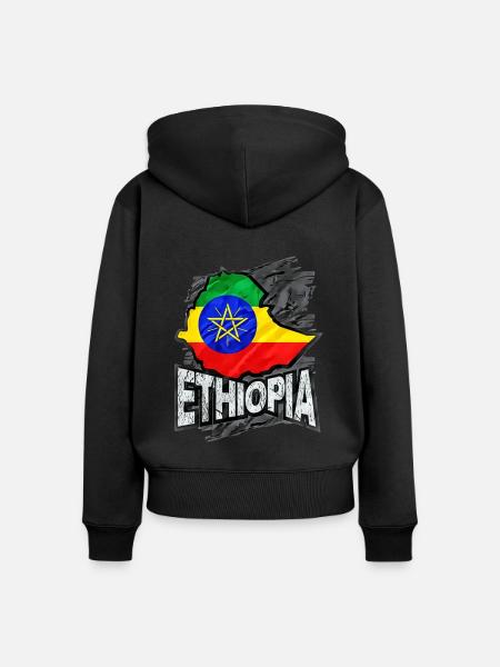 Äthiopien - Frauen Premium Bio Zip Hoodie - Schwarz