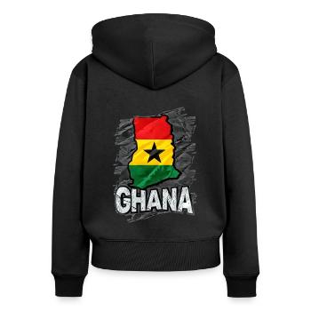 Ghana - Sweat à capuche zippé Premium bio Femme - noir - Dos - Julia (174cm)