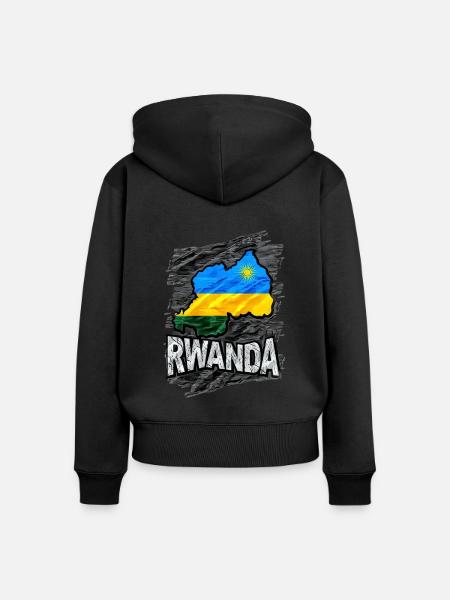 Ruanda - Frauen Premium Bio Zip Hoodie - Schwarz